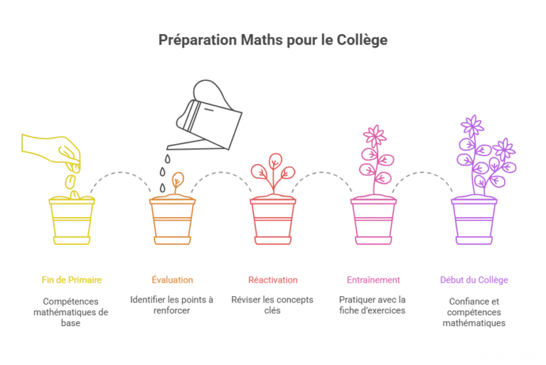 Aperçu visuel de la fiche d'exercices de soutien en maths pour la 1re année collège (1AC).