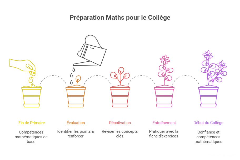 Aperçu visuel de la fiche d'exercices de soutien en maths pour la 1re année collège (1AC).