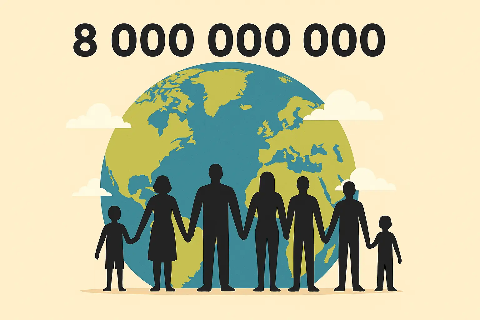 Nombres entiers jusqu’au milliard CM2 : illustration de la Terre avec 8 000 000 000 habitants
